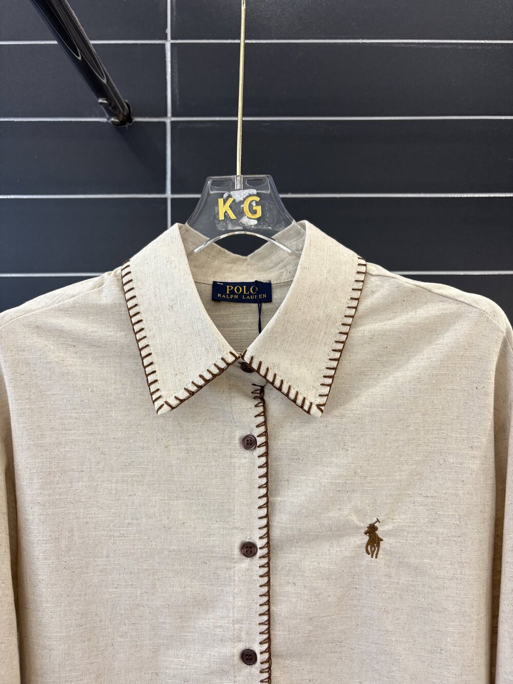 Polo Ralph Lauren khaki-colored shirt and pants cotton and linen suit - Picture 6 of 8